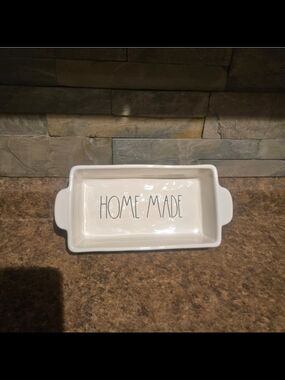 Rae Dunn White Ceramic 'HOME MADE' Rectangular Loaf Pan